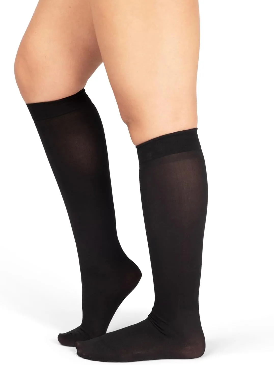 Winterlace Women’s Trouser Socks, Opaque Stretchy Nylon Knee High, Many Colors, 6 or 12 Pairs