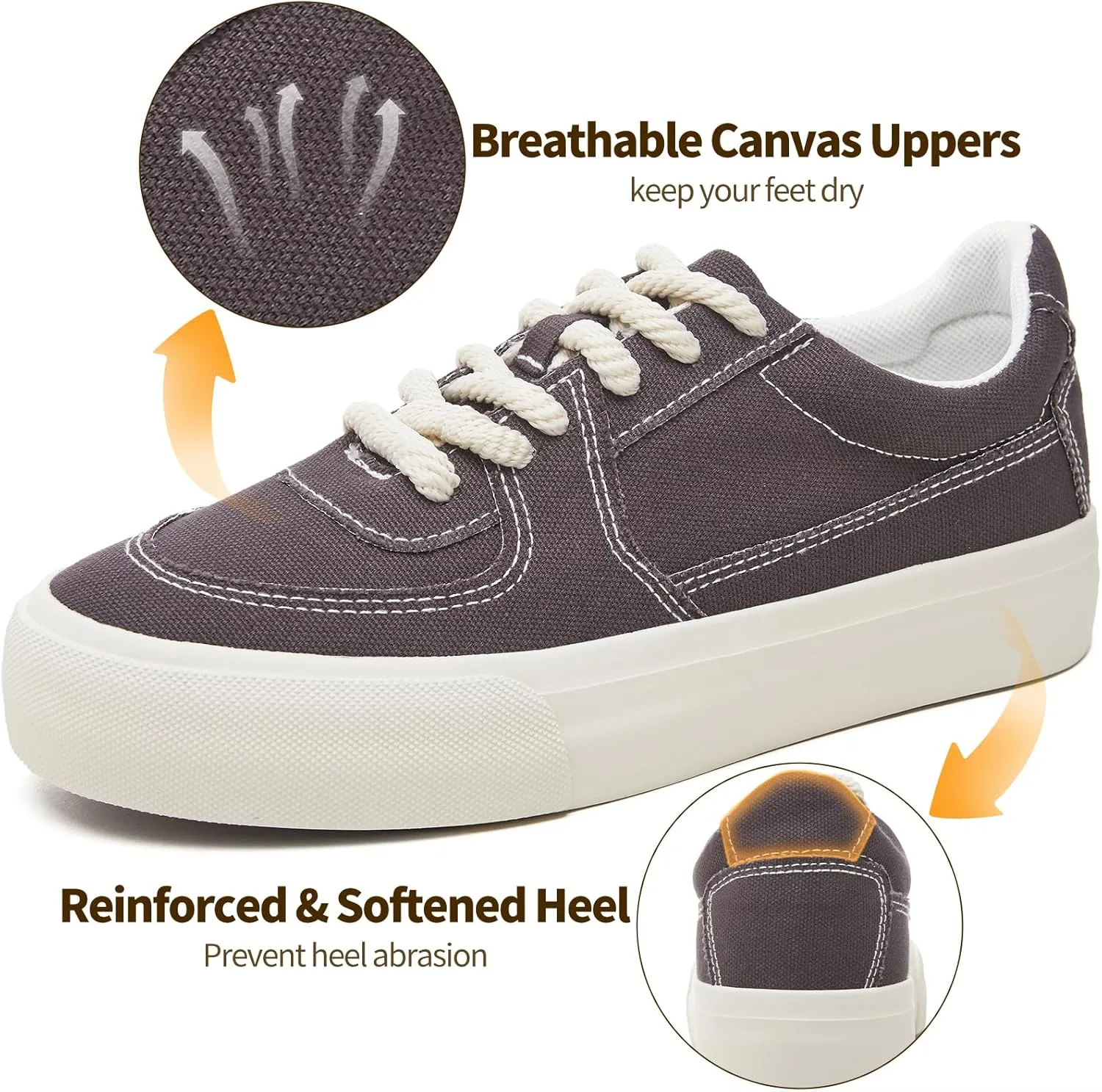 Witwatia Canvas Sneakers for Women Platform Shoes Lace Up Tennis Shoes Comfortable Platform Sneakers Ladies Low Top Sneakers Breathable Fashion Walking Shoes