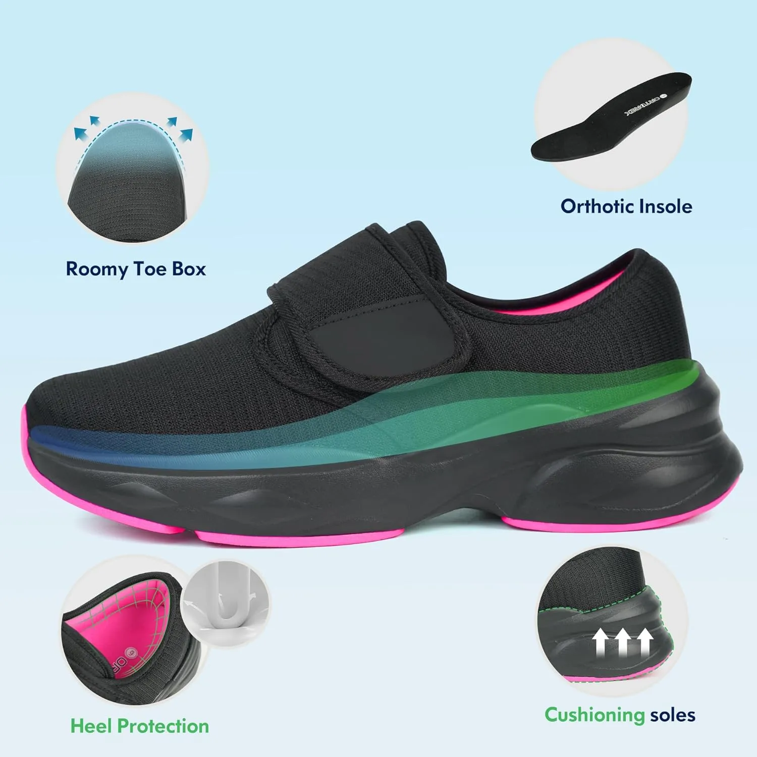 Women Orthopedic Diabetic Walking Sneakers Swollen Feet Shoes