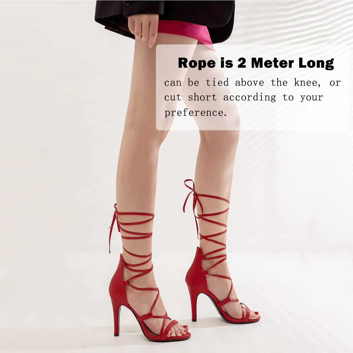 Women Sexy Leg Tie Up Sandals Knee High Stiletto High Heels Criss Cross Gladiator Sandals