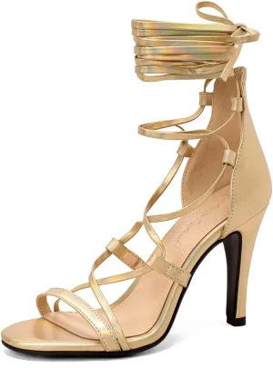 Women Sexy Leg Tie Up Sandals Knee High Stiletto High Heels Criss Cross Gladiator Sandals
