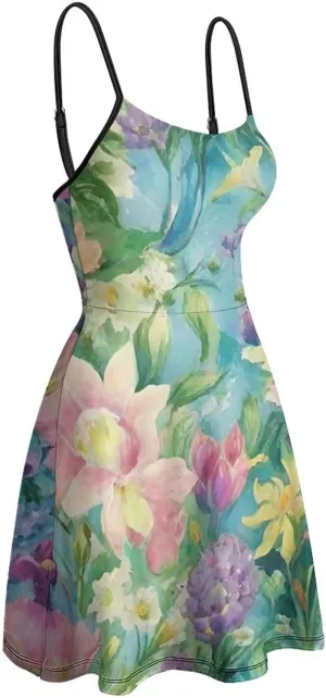 Women's 2025 Summer Loose Flowy Swing Shift Dresses for Vacation Party