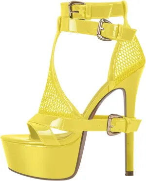 Women's Ankle Strap Platforms - Thin Heel Buckle Summer Sandals