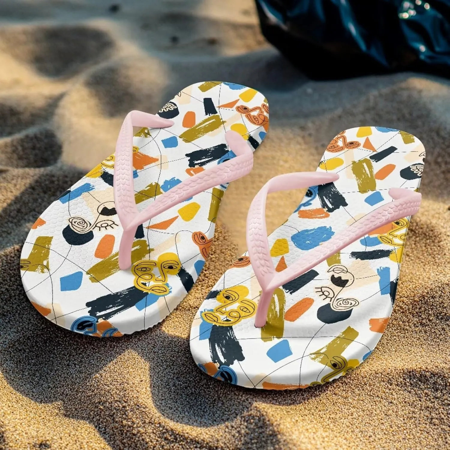 Women's Beach Sandals Non-Slip Quick-Dry Flip Flops Indoor Outdoor Slides Slipper for Shower Spa Pool & Summer Use Pink Strap Size 5.5-9.5