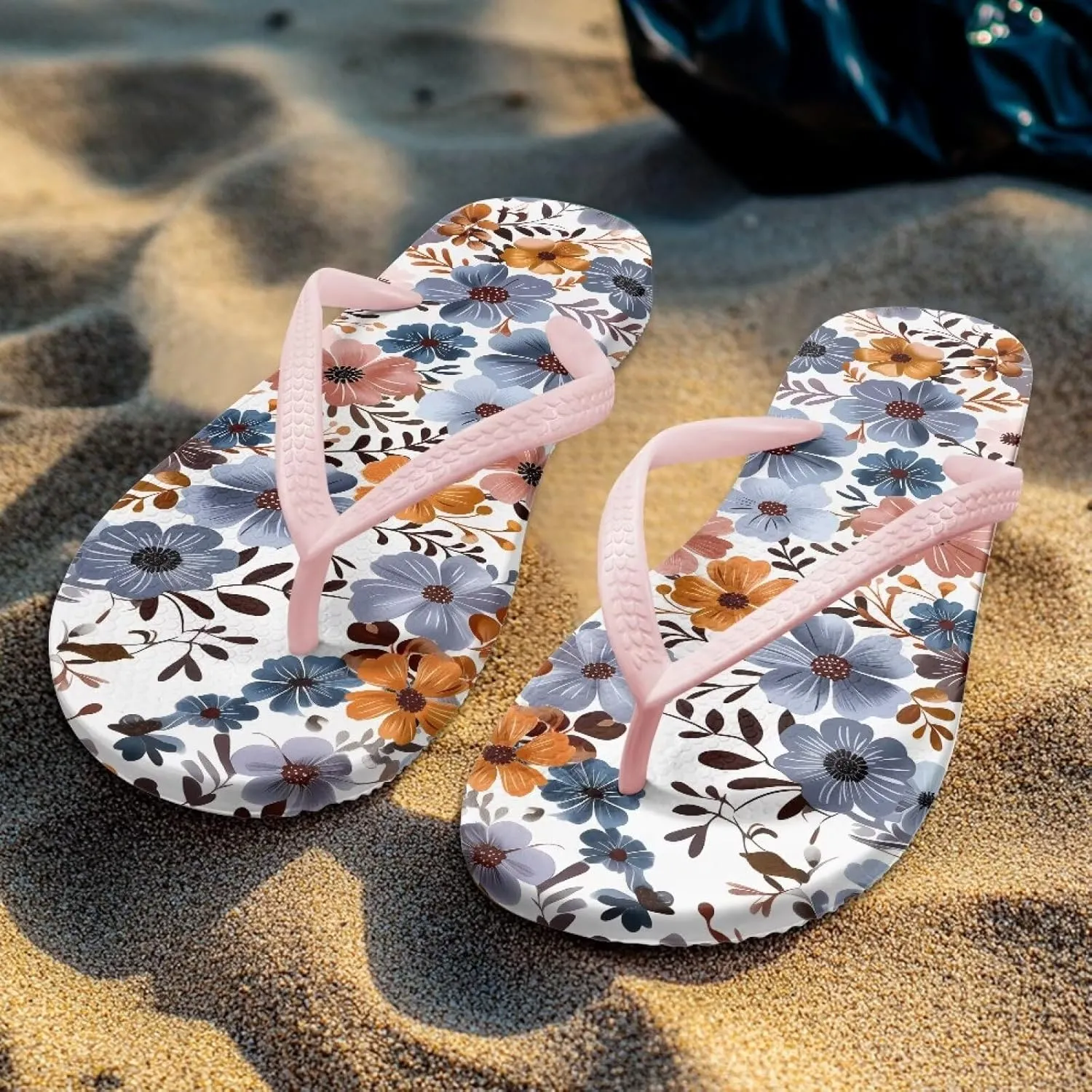 Women's Beach Sandals Non-Slip Quick-Dry Flip Flops Indoor Outdoor Slides Slipper for Shower Spa Pool & Summer Use Pink Strap Size 5.5-9.5