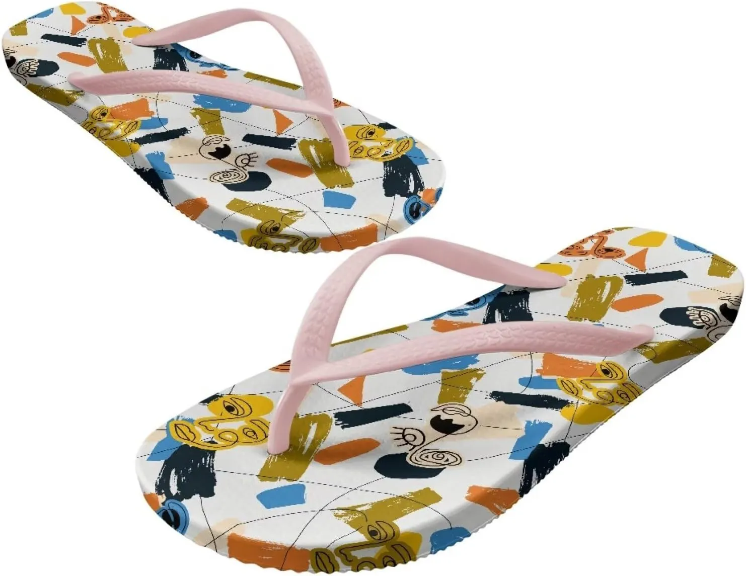 Women's Beach Sandals Non-Slip Quick-Dry Flip Flops Indoor Outdoor Slides Slipper for Shower Spa Pool & Summer Use Pink Strap Size 5.5-9.5