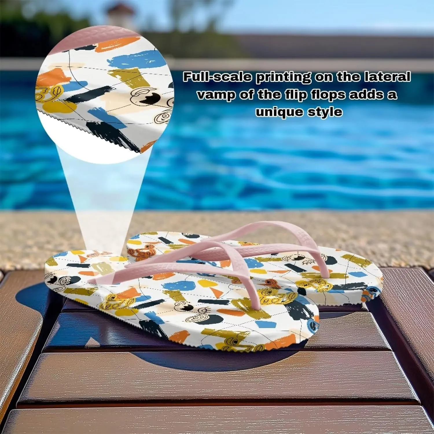 Women's Beach Sandals Non-Slip Quick-Dry Flip Flops Indoor Outdoor Slides Slipper for Shower Spa Pool & Summer Use Pink Strap Size 5.5-9.5