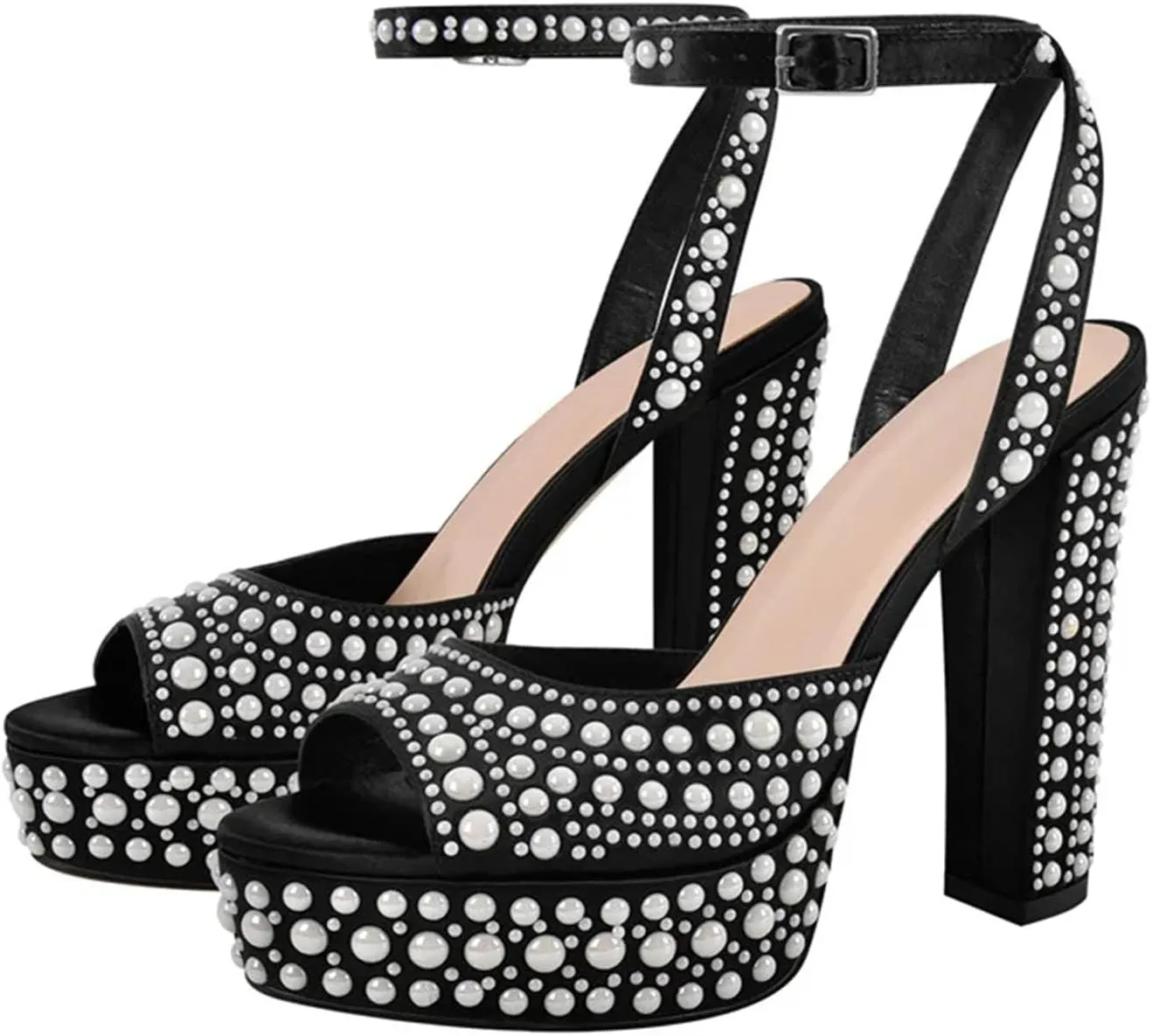 Women's Buckle Platform Sandals - Open Toe Summer Dress Heels