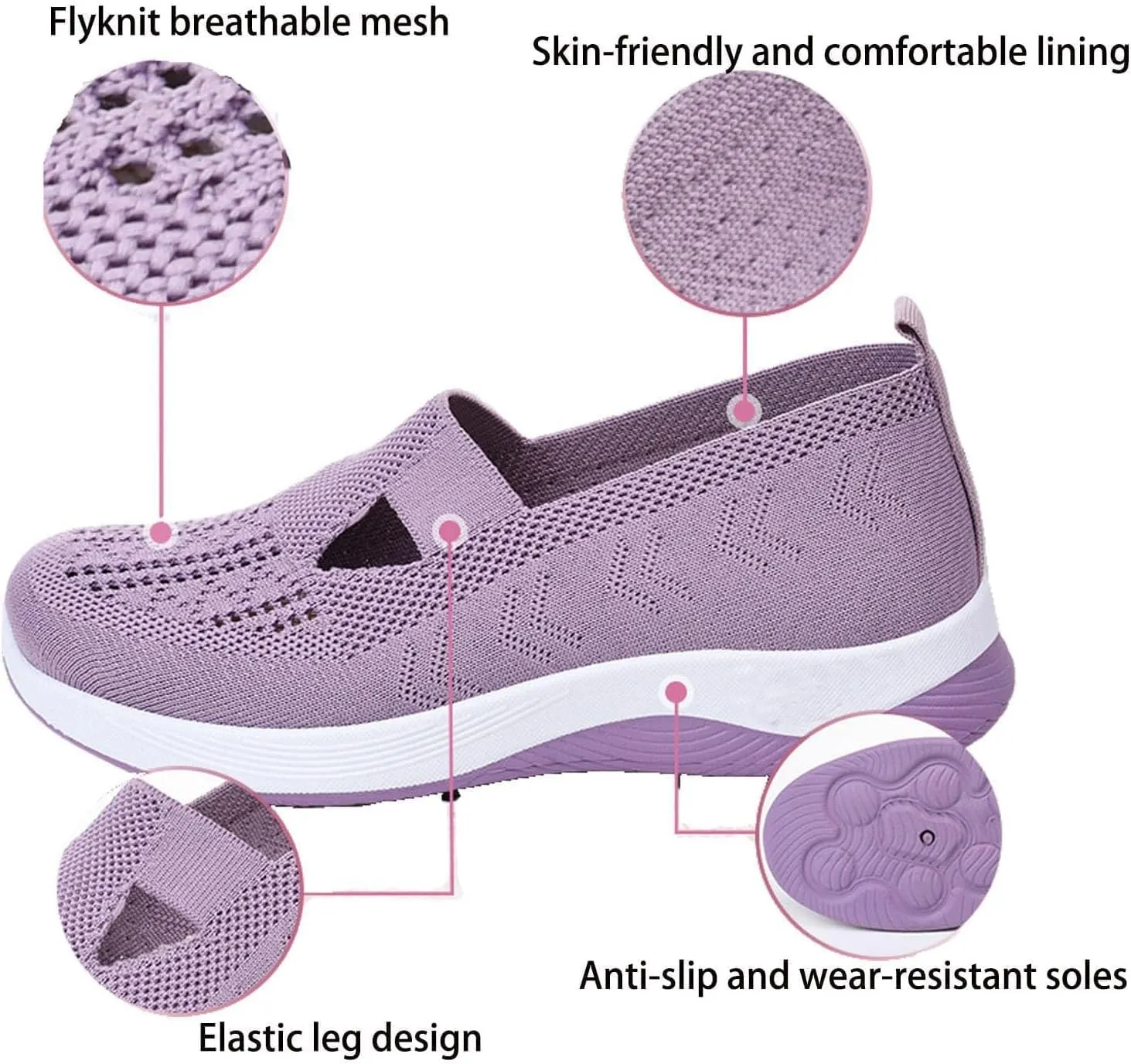 Women's Comfortable Breathable Knitted Sneakers, Women's Woven Orthopedic Breathable Soft Shoes, Light Slip-On Flat Bottom Casual Non-Slip Sneakers
