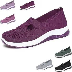 Women's Comfortable Breathable Knitted Sneakers, Women's Woven Orthopedic Breathable Soft Shoes, Light Slip-On Flat Bottom Casual Non-Slip Sneakers