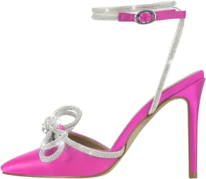 Women's Crystal Butterfly Sandals - PVC & Satin Ankle Strap Heels