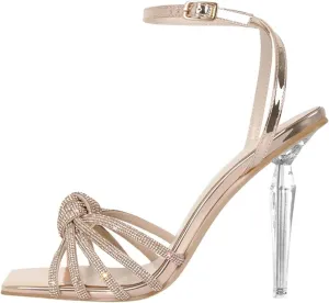 Women's Crystal Peep Toe Sandals - Strappy Summer Dress Heels