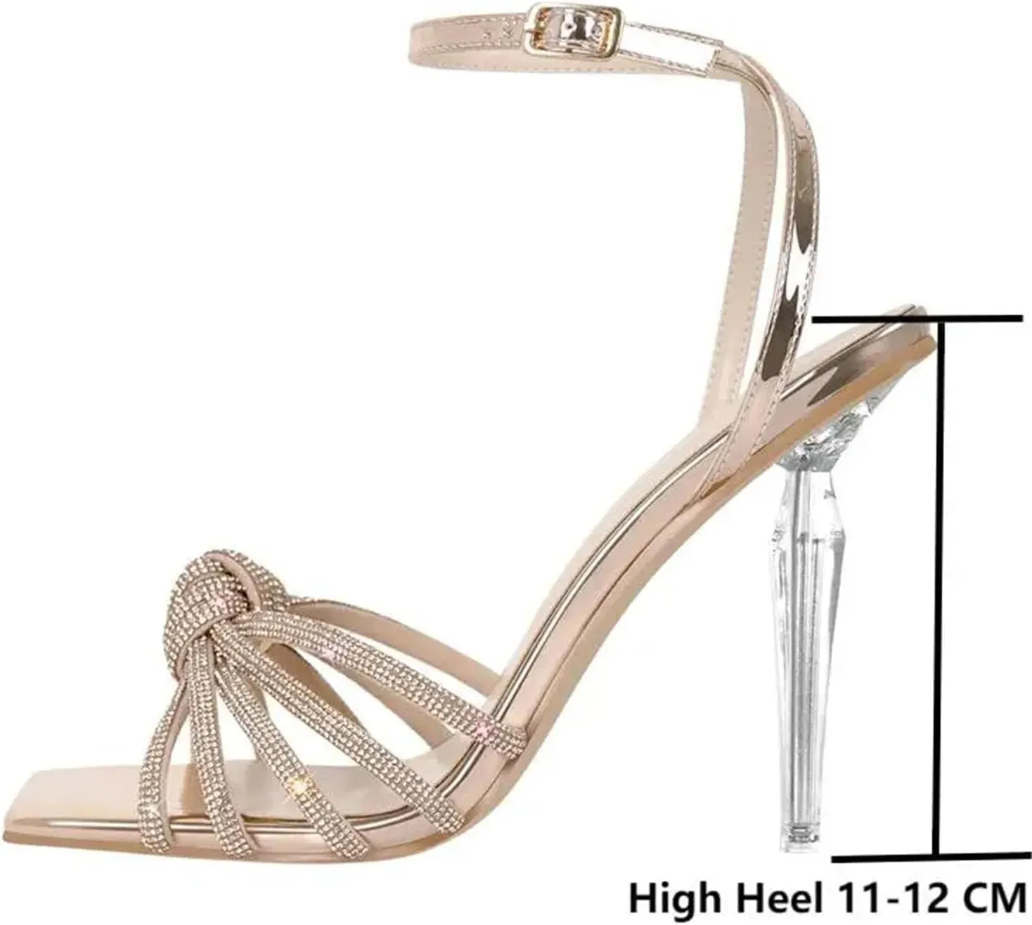 Women's Crystal Peep Toe Sandals - Strappy Summer Dress Heels