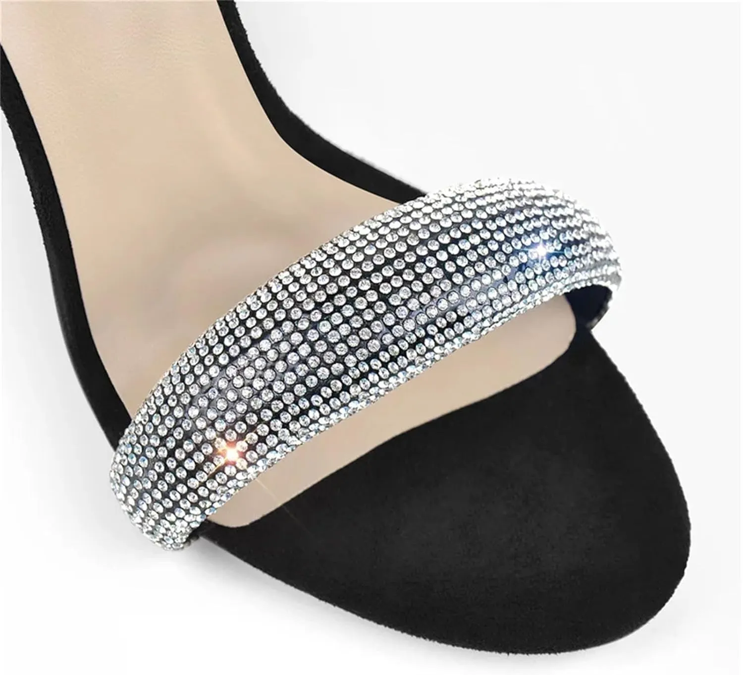Women's Flock Back Sandals - Silver Black Zipper Graceful Heels