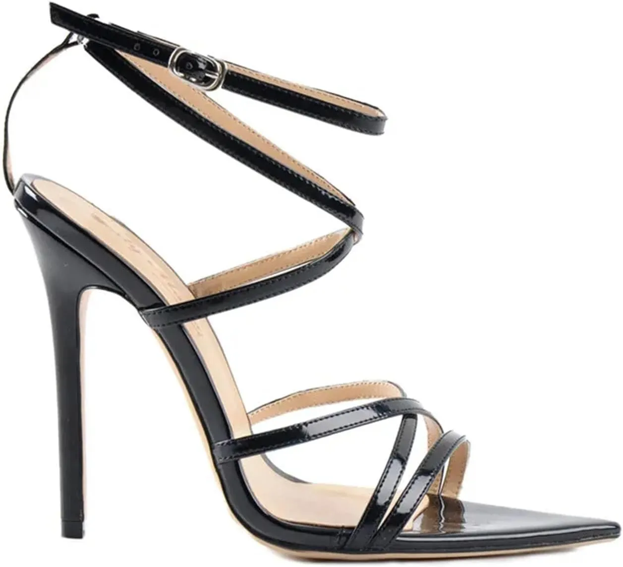 Women's Gladiator Stilettos - 12cm Silver Black Party Sandals