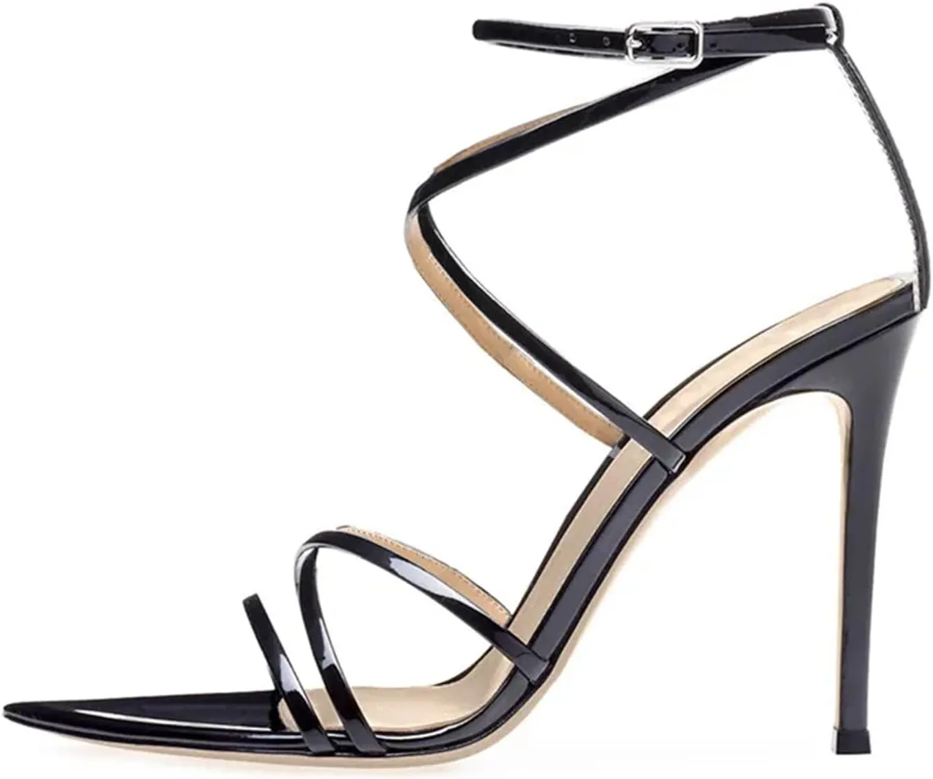 Women's Gladiator Stilettos - 12cm Silver Black Party Sandals
