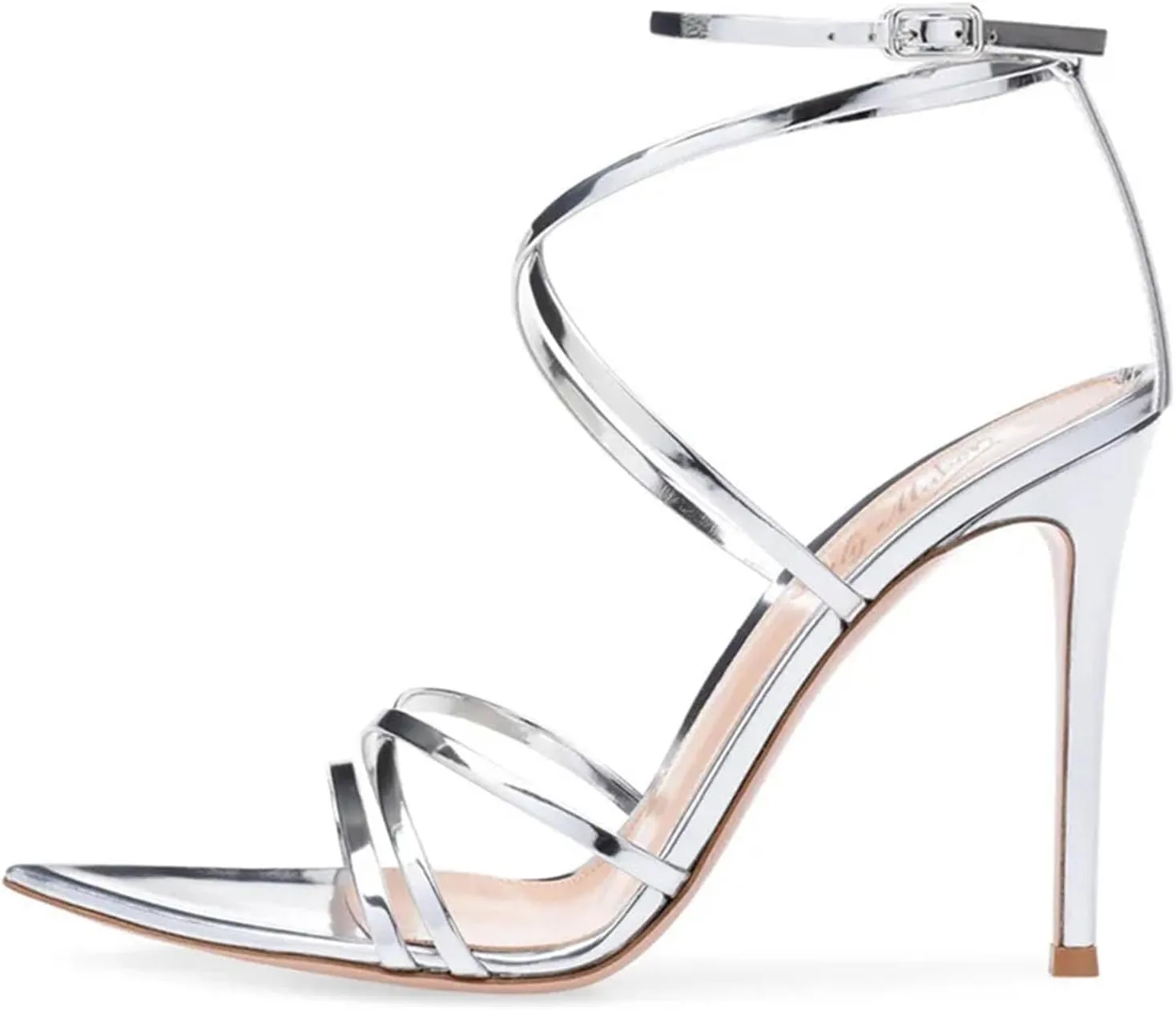 Women's Gladiator Stilettos - 12cm Silver Black Party Sandals