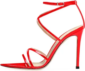 Women's Gladiator Stilettos - 12cm Silver Black Party Sandals