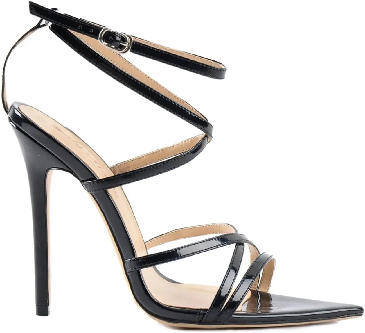 Women's Gladiator Stilettos - 12cm Silver Black Party Sandals