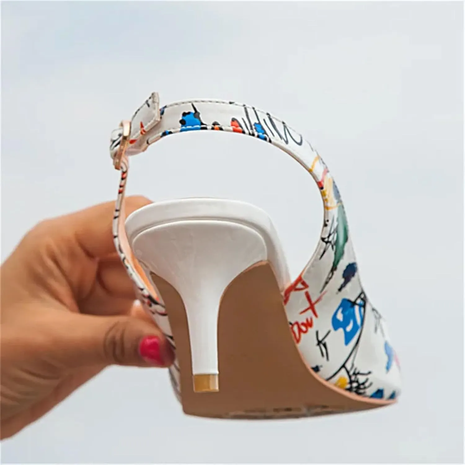 Women's Graffiti Slingbacks - 6.5cm Kitten Heel Wedding Shoes