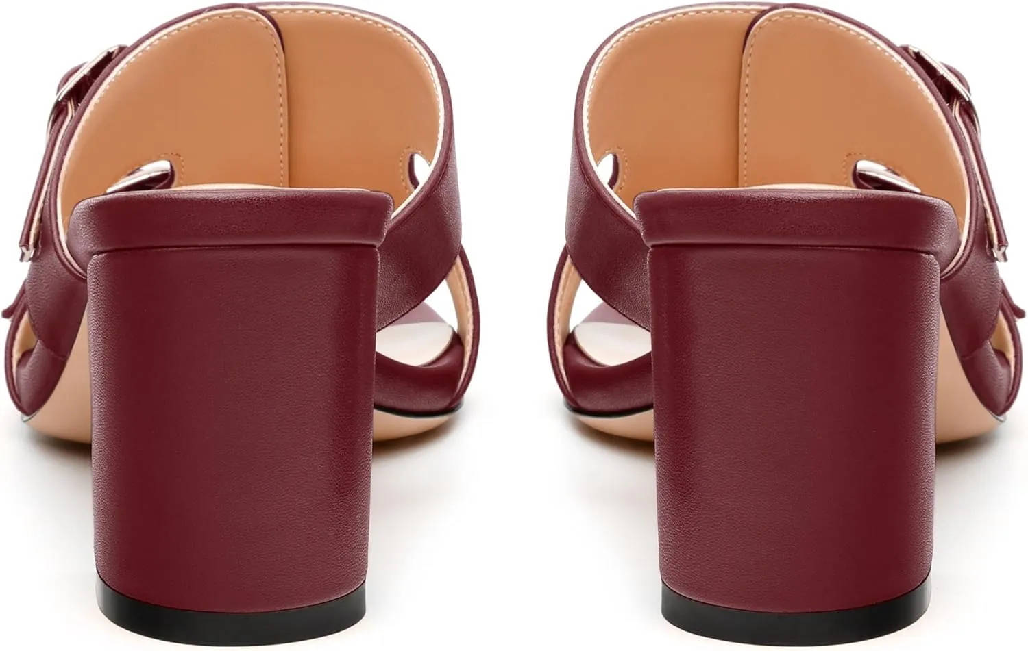Women's Heeled Sandals, Round Open Toe Mid Chunky Heel, Buckle Fashion Slide Sandal for Wedding Party Daily Dressy