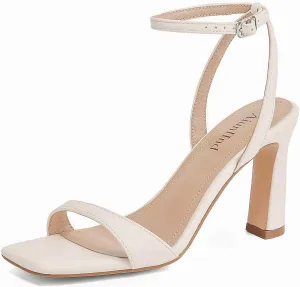 Women's Heeled Sandals Square Open Toe Chunky High Heels Ankle Strap Sandals for Women Prom Wedding Heels