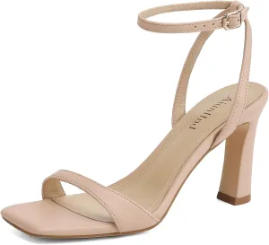 Women's Heeled Sandals Square Open Toe Chunky High Heels Ankle Strap Sandals for Women Prom Wedding Heels