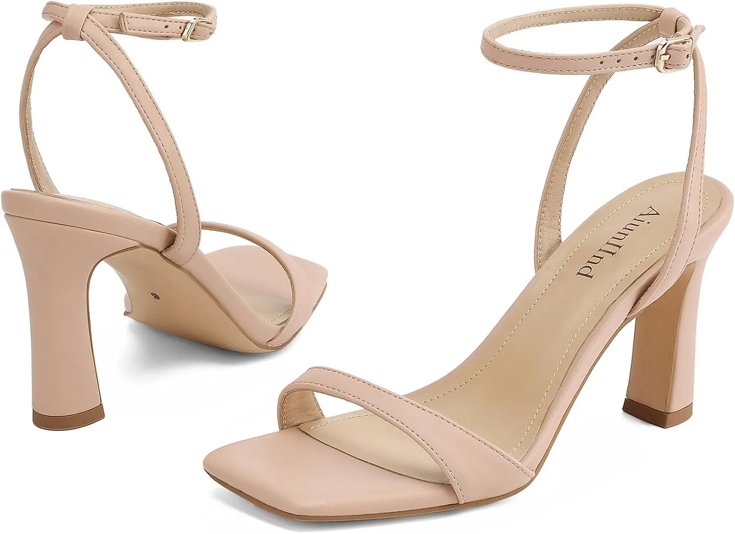 Women's Heeled Sandals Square Open Toe Chunky High Heels Ankle Strap Sandals for Women Prom Wedding Heels