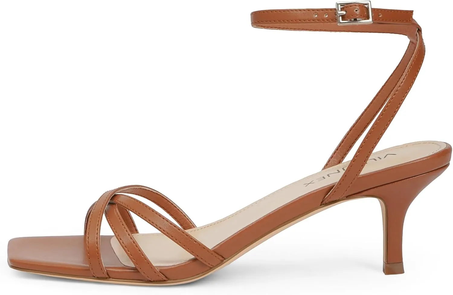 Women's Heeled Sandals Strappy Heels Low Kitten Stilettos Heels Square Open Toe Ankle Strap Dressy Sandals for Women Comfortable Summer High Heels