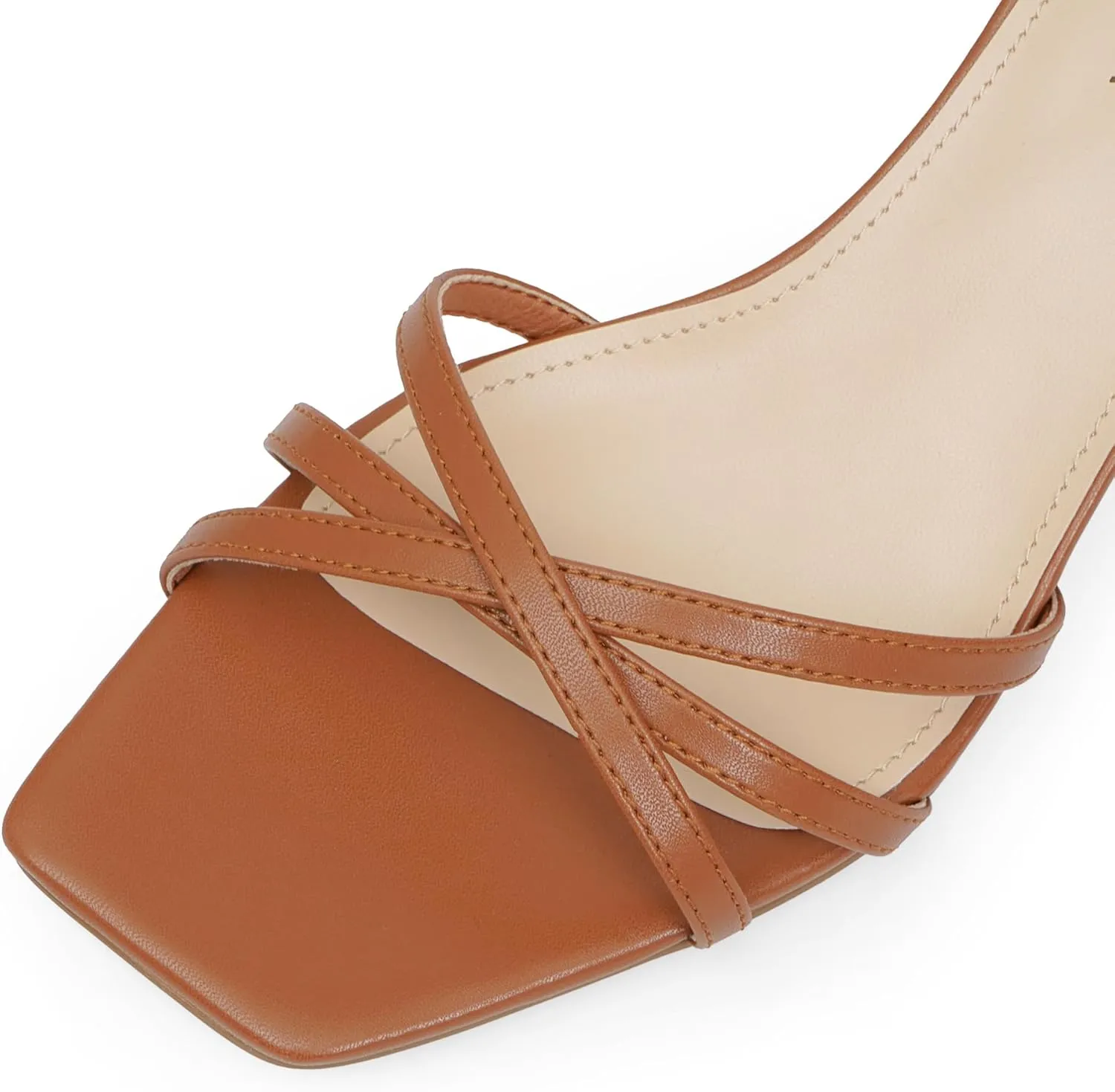 Women's Heeled Sandals Strappy Heels Low Kitten Stilettos Heels Square Open Toe Ankle Strap Dressy Sandals for Women Comfortable Summer High Heels