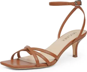 Women's Heeled Sandals Strappy Heels Low Kitten Stilettos Heels Square Open Toe Ankle Strap Dressy Sandals for Women Comfortable Summer High Heels