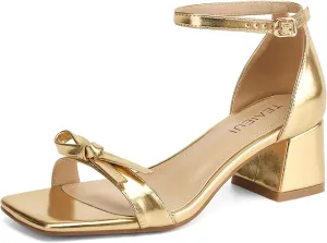 Women's Heeled Sandals Strappy Low Block Heels Chunky for Women Comfortable Ankle Strap Open Toe Party Wedding Dress Shoes for Women Dressy