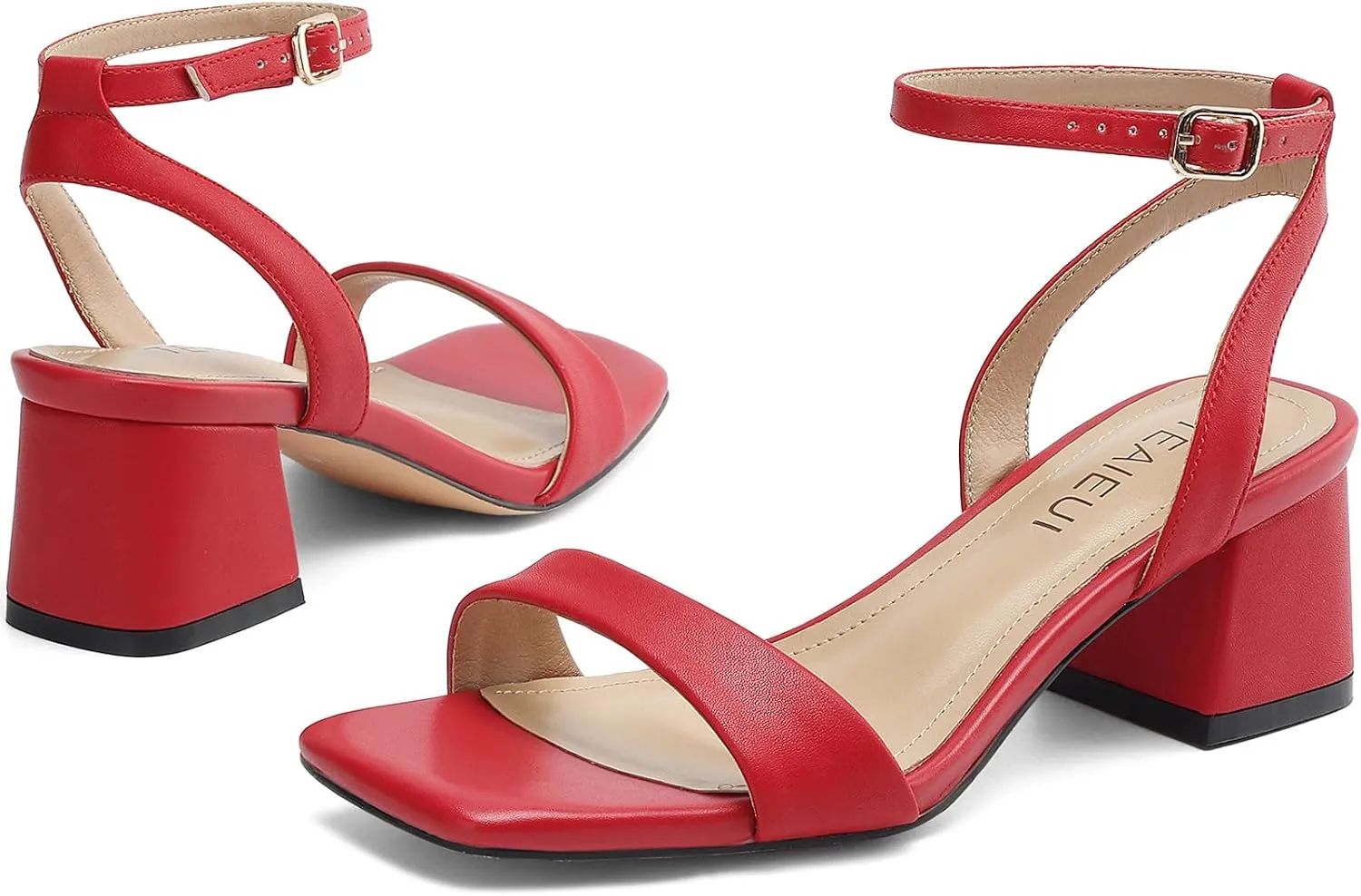 Women's Heeled Sandals Strappy Low Block Heels Chunky for Women Comfortable Ankle Strap Open Toe Party Wedding Dress Shoes for Women Dressy