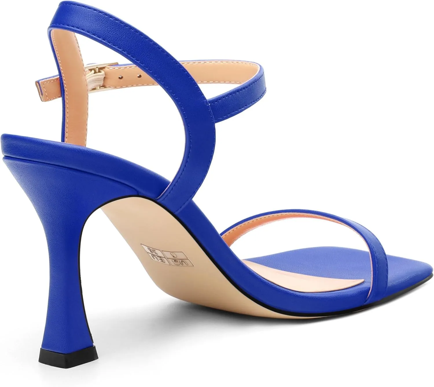Womens Heels Sandals, Sexy Strappy Stiletto High Heel Sandals for Women Open Square Toe Adjustable Buckle Ankle Strap High Heel Sandals Prom Dress Pumps 3.35 Inch