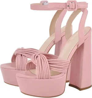Women's Knot Block Heel Sandals - Chunky Open Toe Summer Platforms