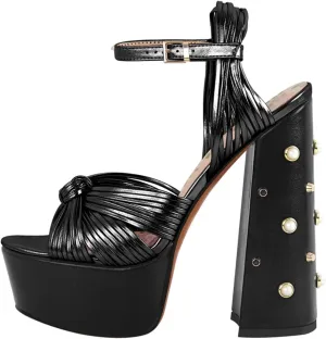 Women's Knot Block Heel Sandals - Chunky Open Toe Summer Platforms
