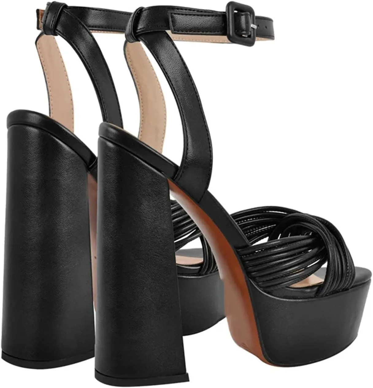 Women's Knot Block Heel Sandals - Chunky Open Toe Summer Platforms