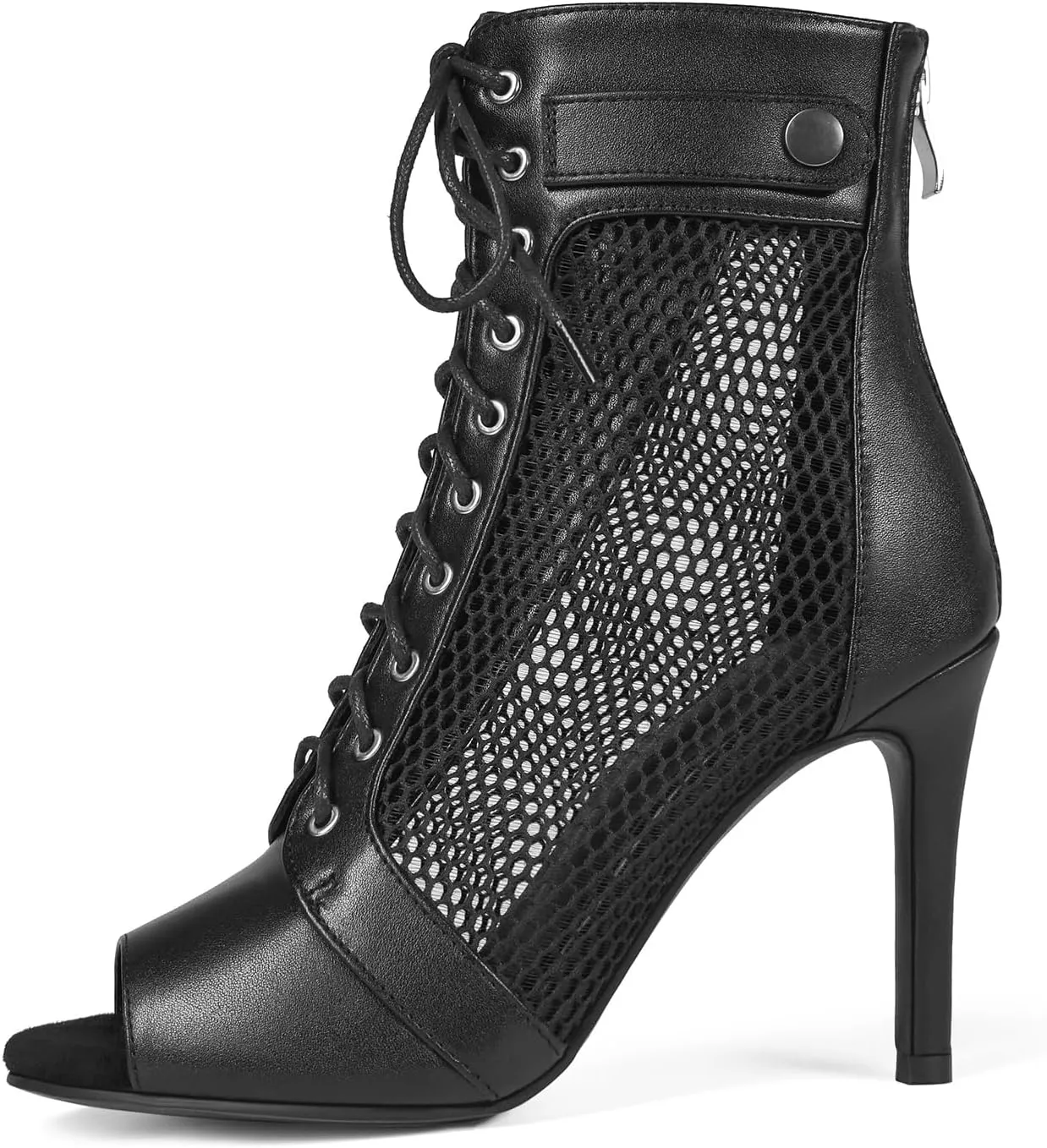 Women's Mesh Dance Heels Sandals Peep Toe High Top Sandals Lace Up Summer Boots Buckle Party Sexy Pump Shoes Open Toe