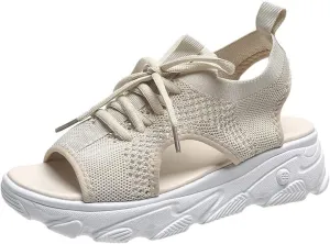 Women's Muffin Sandals Cutout Open Toe Platform Sandal Causal Non Slip Tennis Shoes Lightweight Wedges Sandal Summer Washable Slingback Shoes Arch Support Wide Width Sandals