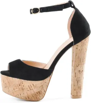 Women's Peep Toe Block Heel Sandals - 16cm Platform Ankle Strap Party Pumps