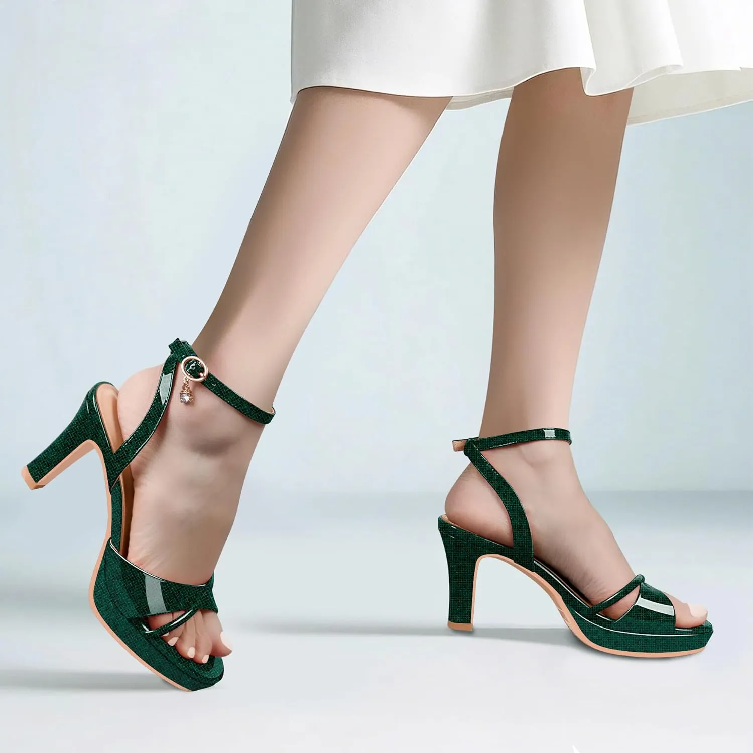 Women's Platform Ankle Strap Chunky High Heel Sandals Open Round Toe Party Dress Shoes