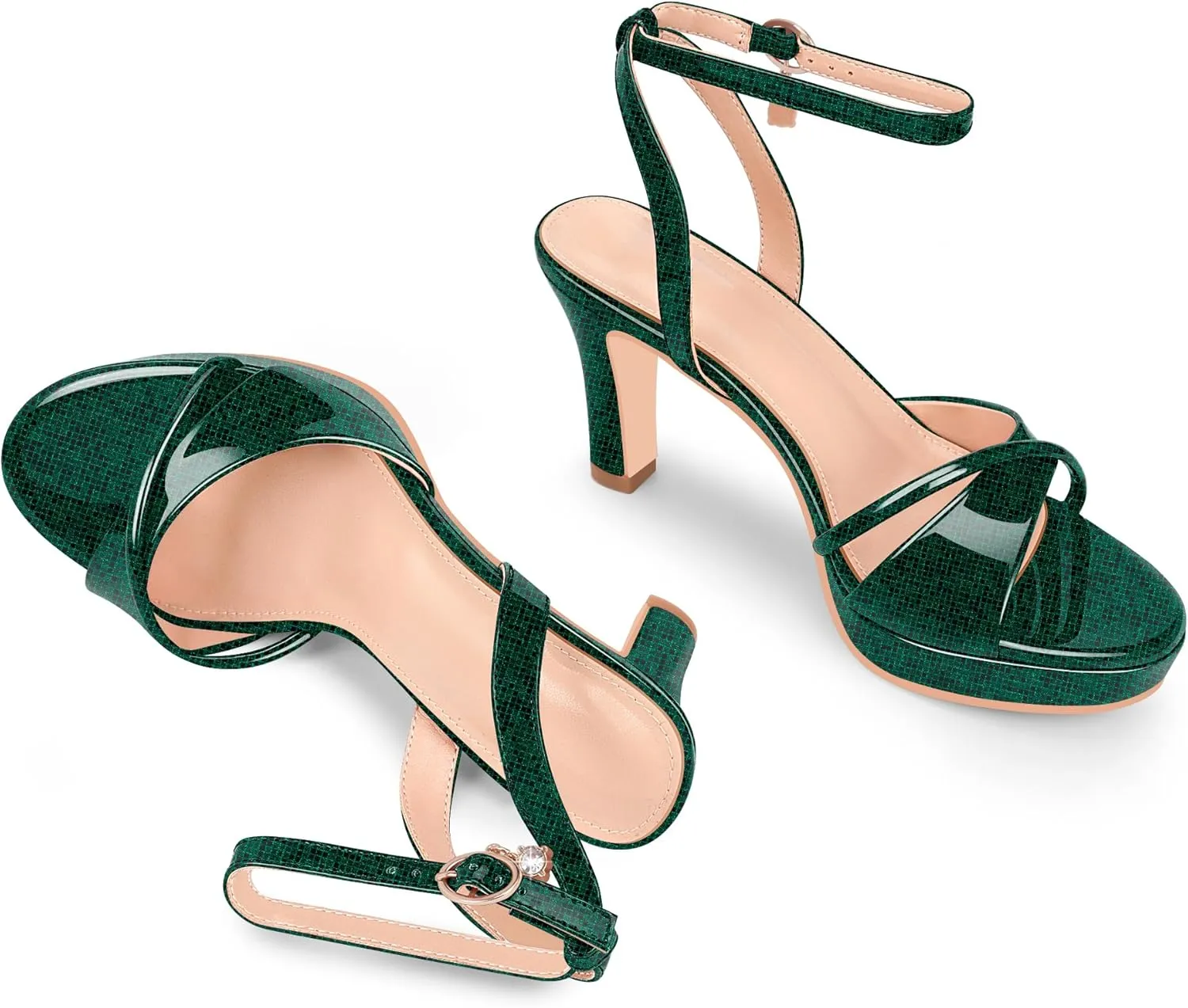 Women's Platform Ankle Strap Chunky High Heel Sandals Open Round Toe Party Dress Shoes