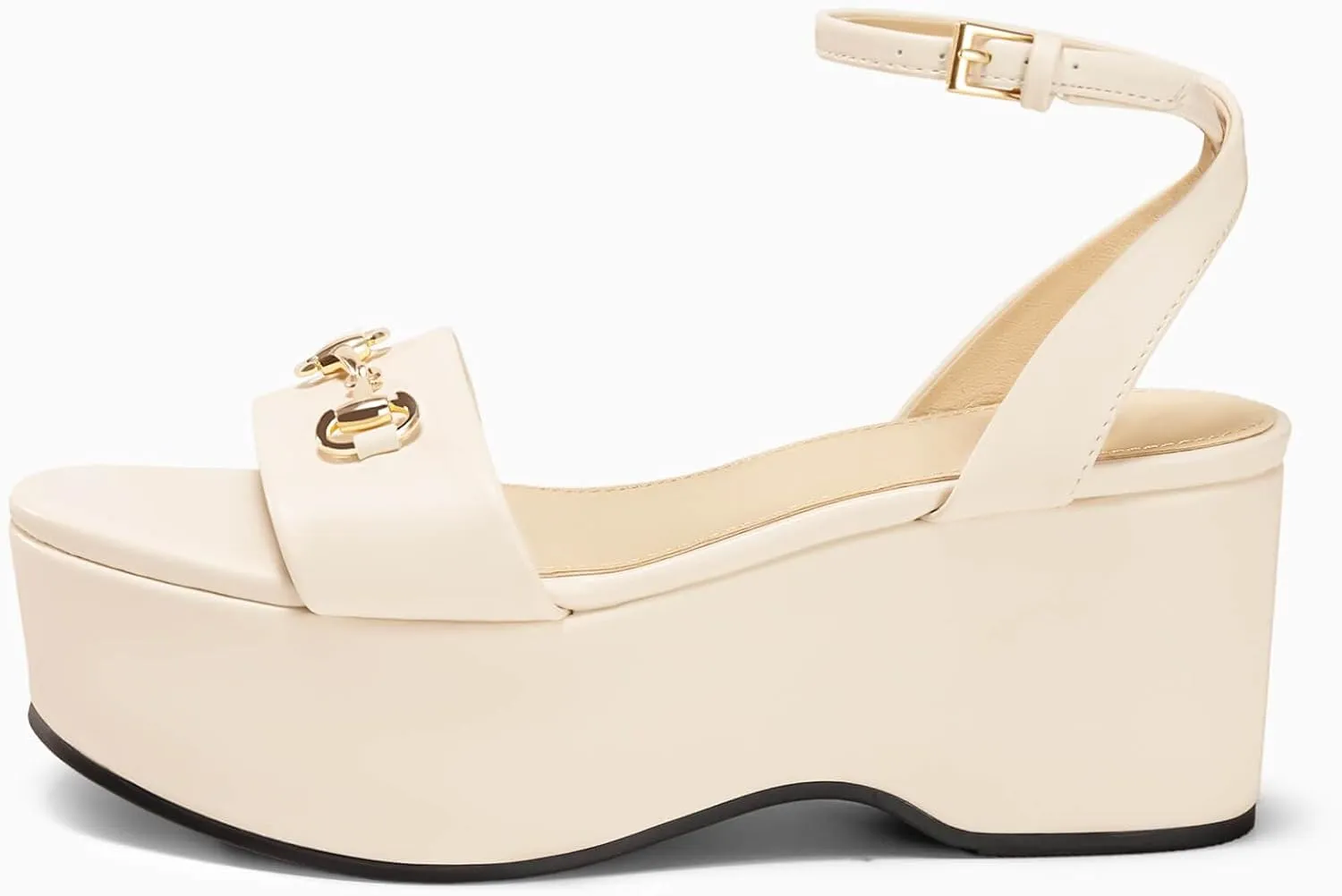 Womens Platform Sandals Chunky Wedges Heels Open Toe Ankle Strap Summer Dress Shoes with Metal Buckle