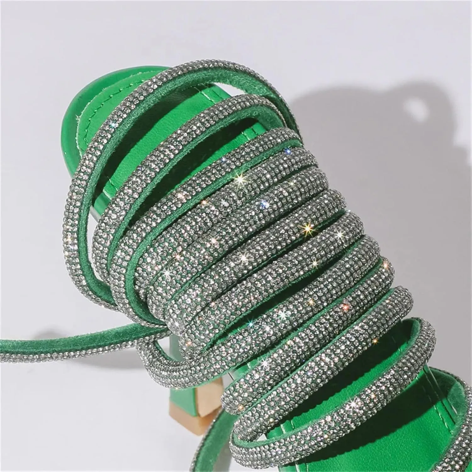 Women's Rhinestone Wrapped Sandals - Open Back Wedding Bling Stilettos