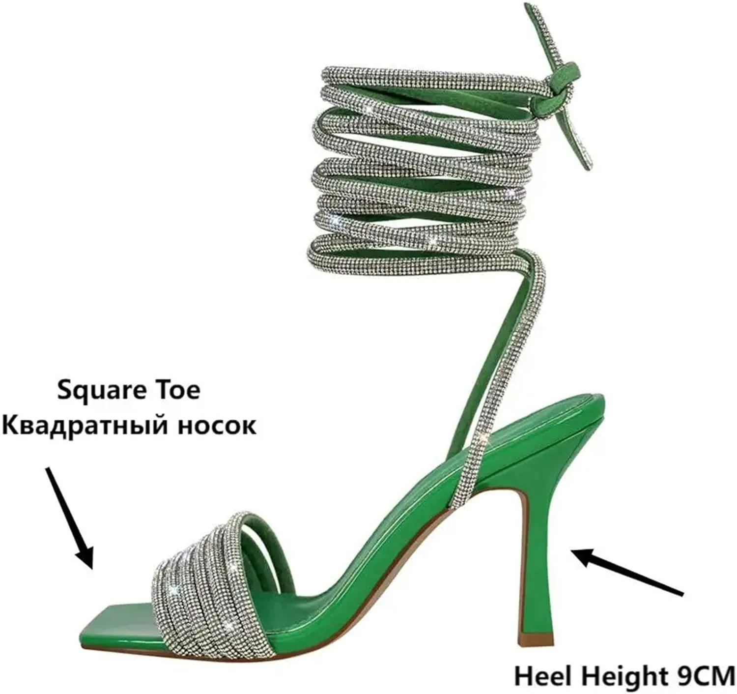 Women's Rhinestone Wrapped Sandals - Open Back Wedding Bling Stilettos