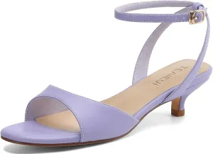 Women's Sandals Kitten Heels Low Strappy Heels Open Toe Ankle Strap Sandals for Women Party Wedding Dress Shoes