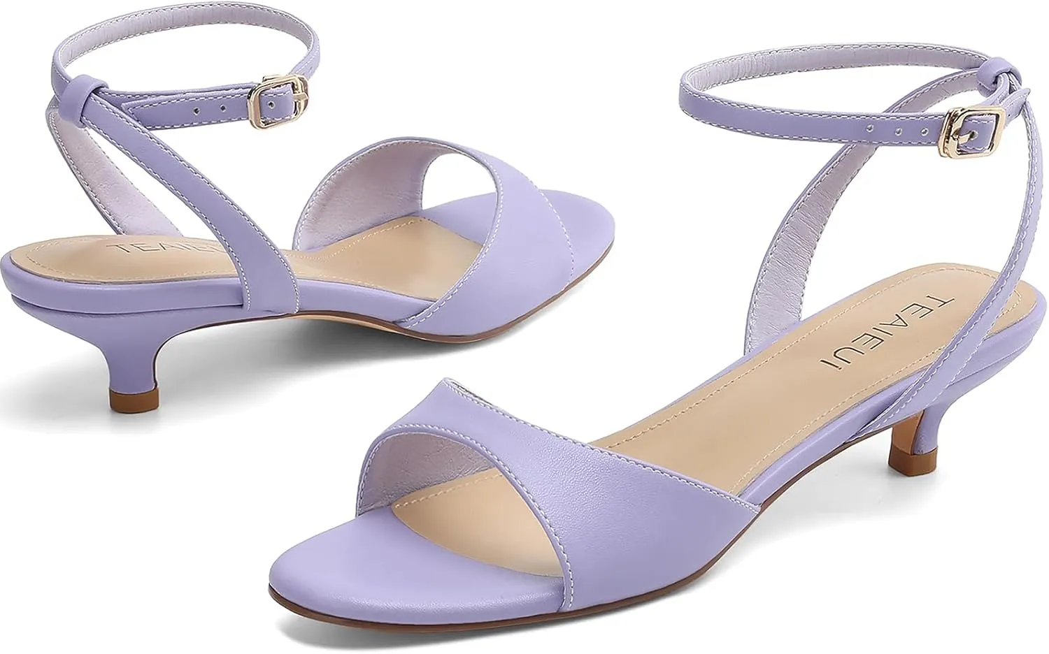 Women's Sandals Kitten Heels Low Strappy Heels Open Toe Ankle Strap Sandals for Women Party Wedding Dress Shoes