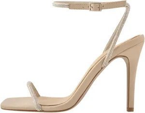 Women's Sequin Buckle Sandals - Crystal Ankle Strap Thin Heels