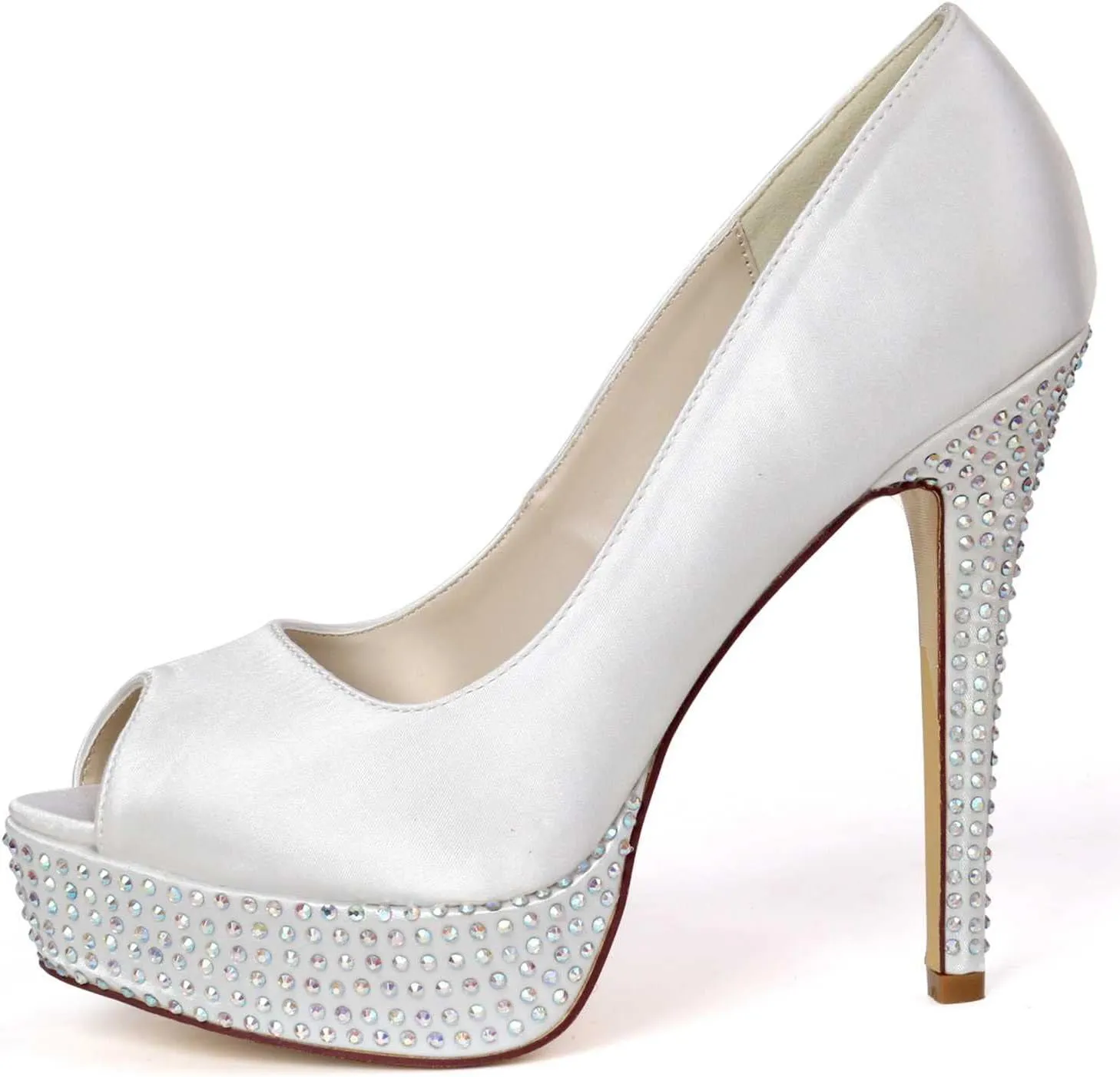 Women's Slip-On Satin Kitten Heel Sandals Rhinestone Open-Toe High Heels Perfect for Weddings, Bridal Parties, Evening Events, Proms, & Dance Nights