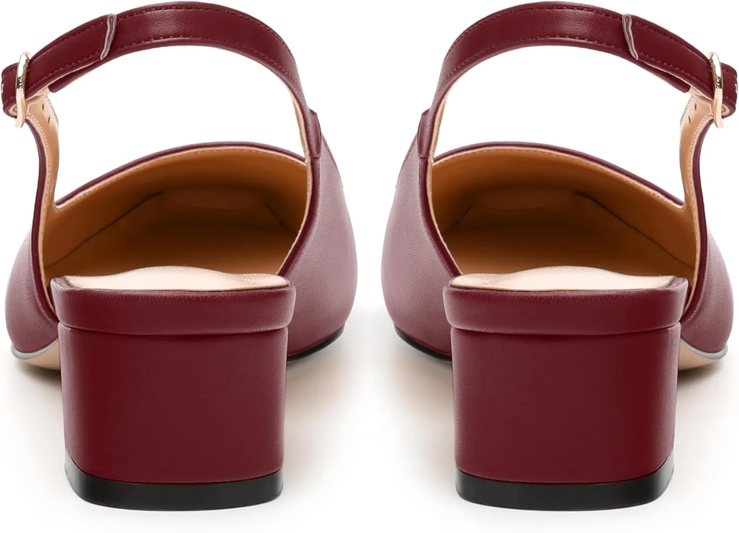 Womens Sqaure Toe Block Heel Slingback Pumps
